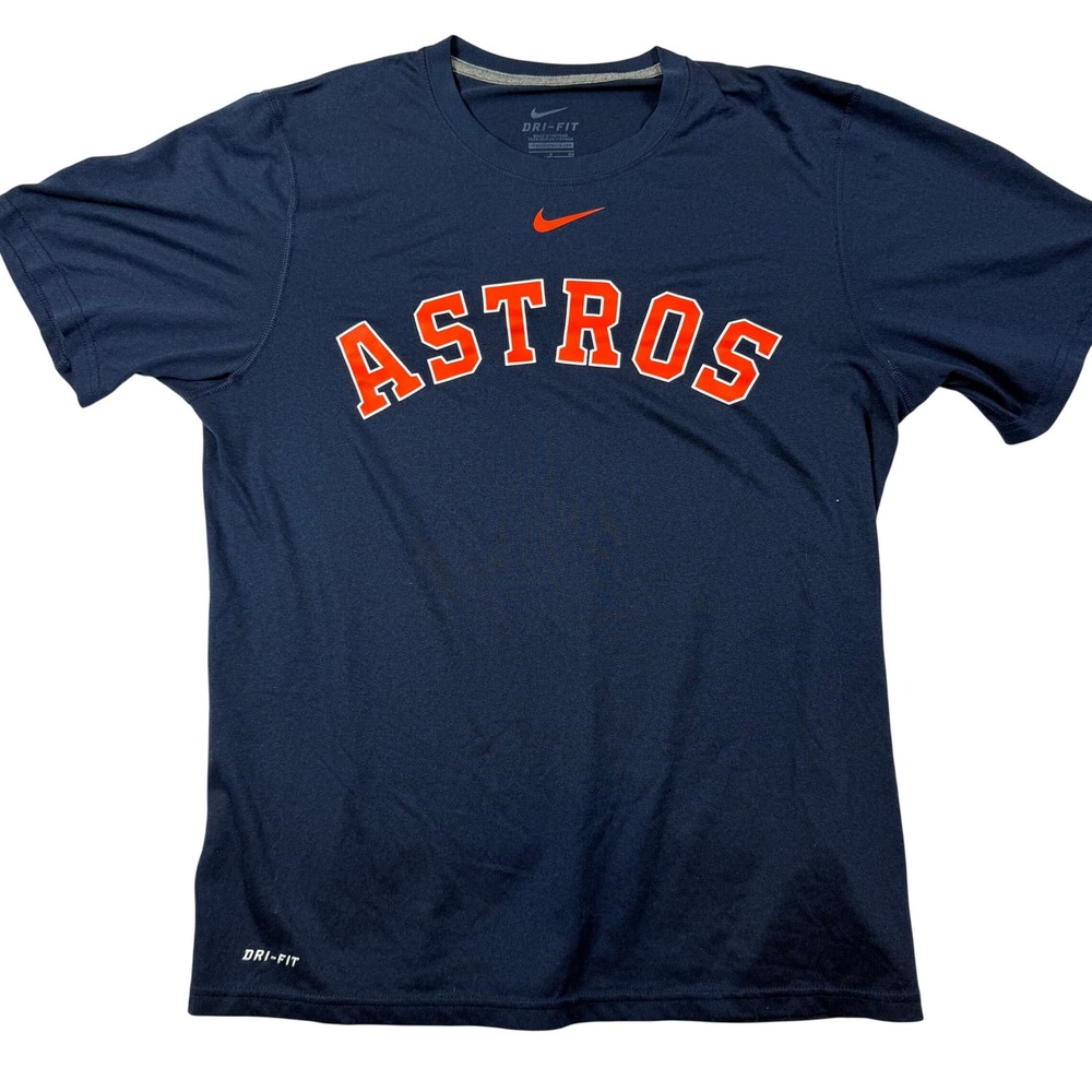Nike Houston Astros Dri-FIT Shirt Mens Small Navy Blue Short Sleeve Baseball Tee - Picture 1 of 8
